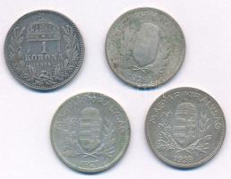 1914KB 1K Ag "Ferenc József" + 1926. 1P Ag + 1927. 1P Ag + 1939. 1P Ag T:XF-F patina