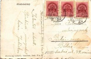 1942 Kézdivásárhely, Targu Secuiesc; takarékpénztár, gyógyszertár, Kovács, Fejér üzlete, automobil /...