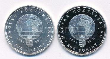 1992. 200Ft Ag "Veszélyeztetett állatvilág - Fehér gólya" (2xklf) T:PP,BU patina
Adamo EM...