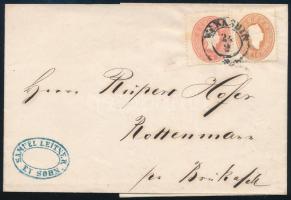 ~1861 5kr + 10kr levélen (14.000) / on cover "WARASDIN"