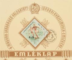 1953 A Magyar labdarúgó válogatott londoni 6:3-as diadalának emlékére kiadott emléklap, hajtott, sza...
