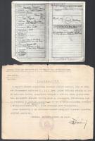1942-1943 Izraelita vallású férfinak kiállított igazolványi lap, 2 db és egy igazolványi lap hiteles...