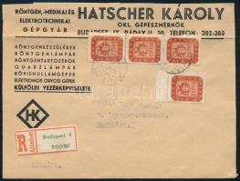 1946 (21. díjszabás) Budapest helyi ajánlott levél 29 db bélyeggel / Registered local cover with 29 stamps