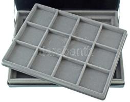 Érmetartó kazetta egy kivehető tálcával, összesen 24db, 50x50mm-es férőhellyel. Használt, de jó álla...