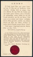 cca 1928 Boldog Miguel Pro (1891-1927) mexikói jezsuita szerzetes ereklyés szentképe, 10x6 cm
