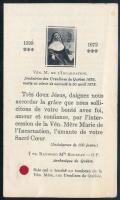 cca 1920 Guyart Mária (Marie Guyart, Marie de l'Incarnation,1599-1672), (1980-tól boldog, 2014-től szent) ereklyés szentképe, 11x6 cm