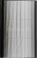 Rézlemezekkel díszített retró névjegykártya-tartó mappa, reklámfelirattal, 72 férőhelyes, 29,5x18 cm