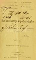 1880 Hadmentességi díj-könyvecske ifj. Sárkány József védköteles részére (ilenczfalvi Sárkány József (1828-1903) jogász, ügyvéd, 1871-től a pesti kir. törvényszék elnöke, majd a budapesti kir. törvényszék elnöke, ill. a budapesti kir. ítélőtábla tanácselnöke), bejegyzésekkel (1888-ig)