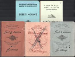 1923-1944 5 db nagyváradi betétkönyv