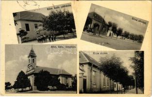 Taksony, Taksonyfalva, Takson, Matúskovo; Római katolikus templom és plébánia, utca részlet. Fogyasztási szövetkezet kiadása / Catholic church and parish, street view (EK)