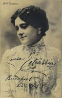 Luisa Tetrazzini (1871-1940) Olasz operaénekesnő autográf dedikációja őt ábrázoló fotólapon / Italian coloratura soprano.autograph signature on photo postcard