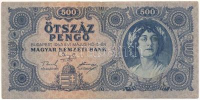 1945. 500P, "K 015 055566" magyar "N" betű orosz "P" helyett T:F  Adamo P19h