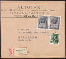 1944 Budapest helyi ajánlott levél 3 db bélyeggel