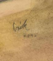 Csók jelzéssel: Csendélet. Akvarell, papír. Lap széle kissé sérült. 39,5x27,5 cm. Dekoratív, üvegeze...