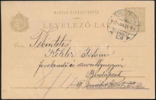 1912 Díjjegyes levelezőlap &quot;PETROZSÉNY-PISKI&quot; vasúti mozgóposta bélyegzéssel