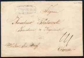 1842 Levél 14kr portóval R.SZOMBATH - Verona. Ex Povera