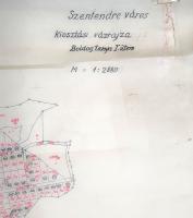 [Térkép] Szentendre város kéziratos kiosztási vázrajza. Boldogtanya, I. ütem. Méret: 1:2 880. (1968)...