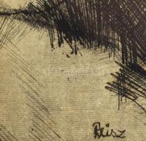 Reisz jelzéssel: Női portré. Rézkarc, papír. Üvegezett fakeretben. 24,5x14,5 cm