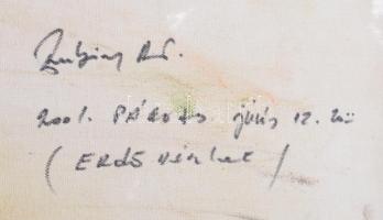Rubint Ávrahám Péter (1958-): Erdőrészlet, 2001. Olaj, vászon, jelezve jobbra lent, a hátoldalán aut...