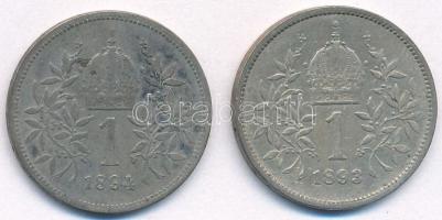 Ausztria 1893-1894. 1K Ag "Ferenc József" (2xklf) T:VF patina 
Austria 1893-1894. 1 Coron...