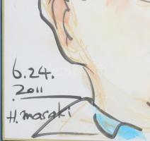 H. Masaki jelzéssel: Arckép. Akvarell, papír. Üvegezett fakeretben, 27×24 cm