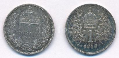 1915KB 1K Ag "Ferenc József" + Ausztria 1915. 1C Ag "Ferenc József" T:AU,XF pati...