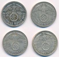 Német Harmadik Birodalom 1937-1939. 2M Ag "Hindenburg" (4x) T:XF,VF patina
German Third R...
