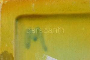 Zsolnay kisplasztika - Bika. Savmaratott felületű eozin mázakkal fedett öntött finomfajansz, cca 192...