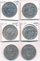 Német Harmadik Birodalom 1935-1938. 5M Ag "Hindenburg" (6xklf) T:AU-VF patina
German Thir...