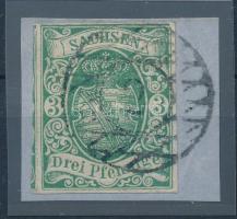 Német államok - Sachsen 1851 3Pf Mi 2 I luxus darab!! (Mi EUR 350.-)