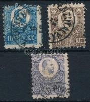 1871 Réznyomat 10kr, 15kr, 25kr pénzutalvány bélyegzésekkel (16.000) Sign: Barabássy