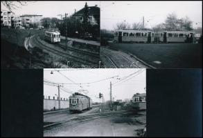 cca 1970-1980 Budapesti villamosok, 3 db fotó, még nem publikált, utólagos nagyítás, 10×15 cm