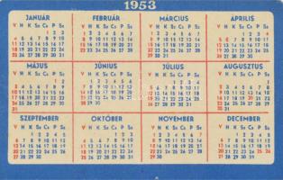 1953 MASZOVLET kártyanaptár