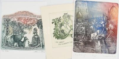 10 db vegyes ex libris és kisgrafika, közte erotikus, klf. alkotók (Vertel József, Bálint Ferenc, Ké...