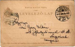 1912 Magyar királyi posta levelezőlap - Szondy Jenő levele Bary Zoltán (1892-1986) jogász, ügyész úrnak Nagyváradra (EB)