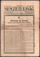 1922 IV. Károly osztrák császár, magyar király halálhírének bejelentése a Nemzeti Újság április 2. címlapján / Announcement of the death of Charles of Austria, King of Hungary, on the April 2 front page of a newspaper