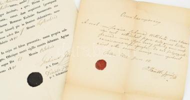 1840-1872-1912 össz. 3 db orvosi okmány, 2 db magyar és 1 db latin nyelvű, a XIX. századiak viaszpec...