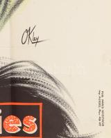 Folies Bergére plakát, jelzett, hajtott, 60×38 cm