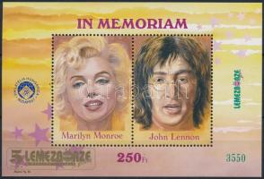 1999 In memoriam Marilyn Monroe és John Lennon emlékív Öt éves a Lemezbörze arany felülnyomással, nagyon ritka!