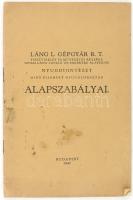 1940 Láng Gépgyár Rt. nyugdíjintézetének alapszabályai, 29p, kissé foltos borítóval