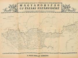 1938 Magyarország új északi határvidéke, I. nyugati rész, a Pesti Hírlap térképe, szakadásokkal, 42×56 cm