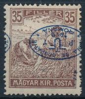 Debrecen I. 1919 Arató 35f jobbra tolódott fordított felülnyomással / Mi 22 with inverted overprint. Signed: Bodor