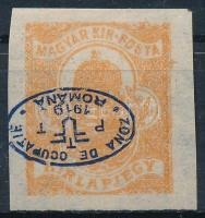 Debrecen I. 1919 Hírlapbélyeg balra tolódott fordított felülnyomással / Mi 4 with inverted overprint. Signed: Bodor