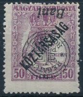 Nagyvárad 1919 Zita/Köztársaság 50f fordított felülnyomással / Mi 64 II. with inverted overprint. Signed: Bodor