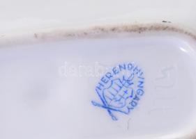 Herendi Viktória mintás levél alakú kínáló, jelzett, restaurált, h: 15 cm
