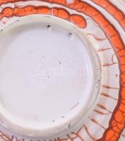 Gorka Iparművészeti vállalatos narancs-fehér kínáló tál: 23 cm . Mázas kerámia, jelzett, hibátlan