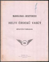 1911 Marosludas-Beszterczei helyi érdekű vasút Rt. jelentése. Bp., 1912, Löbl Mor Könyvnyomdája. Kiadói papírkötésben.