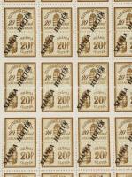 Számlailleték bélyeg 1945 20P 100-as teljes ív (150.000) (törés / folded)
