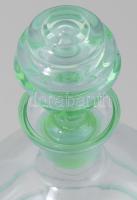 Art deco uránüveg italos palack dugóval. cca 1930, uránnal színezett üveg, jelzés nélkül, hibátlan, ...