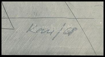 Kass János (1927-2010): Betűfaló, 1968. Rézkarc, papír: Jelzett. Próbanyomat. 22x13,5 cm